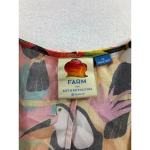 Farm Rio for Anthropologie Toucan Print Wrap Top Orange Yellow Beaded Tassel XS thumbnail 8