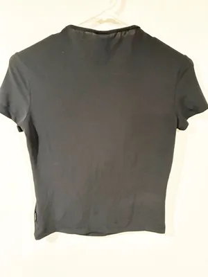 Vintage Versace Jeans Couture Women Black Short Sleeve Blue Rhinestone Medium thumbnail 4