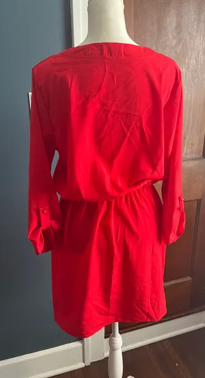 Cherry Red 🍒 Tie waist Dress thumbnail 3