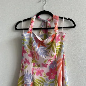 Dress Forum Drop waist tropical Midi Halter Dress Size Small thumbnail 3