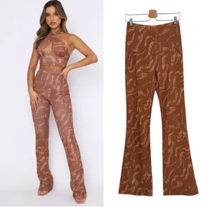 White Fox Boutique Find My‎ Own Way Pants Cappuccino Whirl Print Medium thumbnail 2