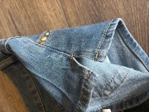 Edikted mini blue denim shorts with gold studs thumbnail 5