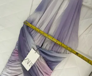 Zara Y2K Mesh Halter Dress Ruched Draped Bodycon Ombre Pastel Cocktail Party Size M thumbnail 6