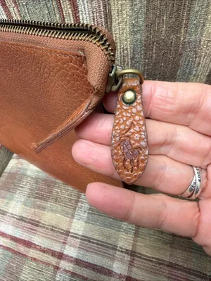 Ralph Lauren Chestnut Brown Pebbled Leather Wristlet Clutch thumbnail 8