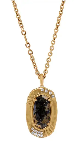 Kendra Scott Gold Necklace with Deep Red Faceted Pendant thumbnail 1