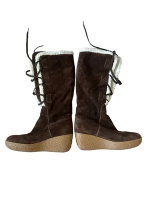 MICHAEL KORS Brown Suede Platform Lace up Boots Size 7.5 thumbnail 2