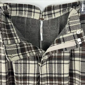FREE PEOPLE Brown Cream Plaid High Rise Trouser Pants XS Boho Preppy Casual thumbnail 5