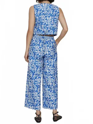 Mango Wide Leg Printed Pants NWT Blue Size Large thumbnail 2