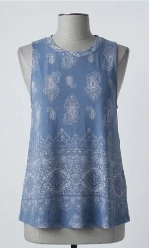 Billabong Paisley Muscle Tank Top Boho Blue Medallion Festival Beach Womens Sz M thumbnail 1
