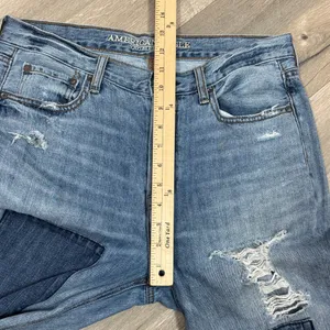 American Eagle Jeans Women 10 Vintage High Rise Slim Distressed Patch Straight‎ thumbnail 12
