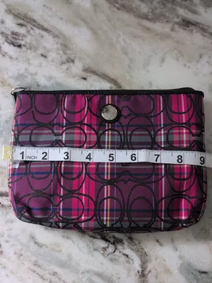 NWOT Coach Poppy Tartan Plaid Logo Cosmetic Bag | Coach Catch All Bag thumbnail 10