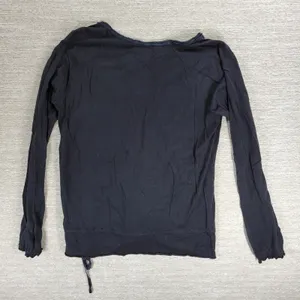 Polo Jeans Co Long Sleeve V Neck Tie Side Top Womens Medium Black Cotton Modal thumbnail 10