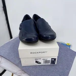Rockport Daisey Slipon Womens 7N Navy Blue Leather Perforated Loafers CH4056‎ thumbnail 2