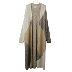 Sincerely Jules Casper Cardigan Beige Tan Brown Colorblock Long Sweater Medium thumbnail 2