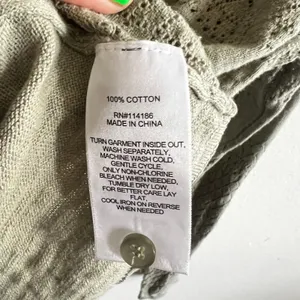 Frye Green Knit Pointelle Cardigan‎ Open Front Soft Classic Minimalist Medium thumbnail 4