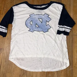Three Square UNC Tar Heels Women XL Raglan Burnout T-Shirt Navy White Distressed thumbnail 1
