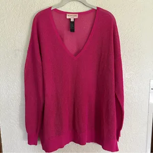 Chico's Black Label V-Neck Metallic Sweater Pink XL Women Shimmer Knit‎ Pullover thumbnail 4