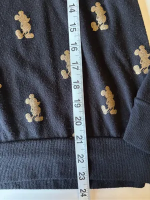 Disney Women’s Black Gold all over print Mickey Mouse crewneck Sweater Size XL thumbnail 3