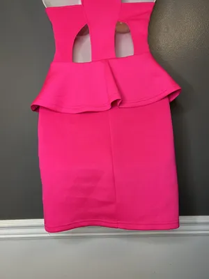 Charlotte Russe Dress Womens XS Pink Cutout Peplum Studded Bodycon Mini Tank thumbnail 7