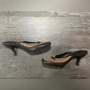 Antonio Melani Heels Kitten Suede & Leather Moccasin Style Brown thumbnail 8