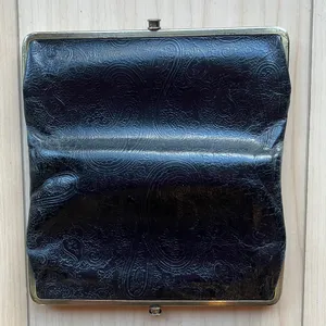HOBO INTERNATIONAL~LAUREN~VINTAGE HYDE Leather Clutch Double Frame Wallet BLACK thumbnail 6
