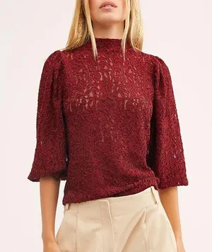 Free People Red Sweet Talker Top Size M B-10 thumbnail 1