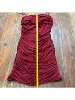 Princess Polly Deep Red Ruched Mini Dress US Size 8 thumbnail 6