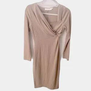 ASTR the Label Ribbed Bodycon Midi Dress M Twist Front Long Sleeve Minimalist thumbnail 2