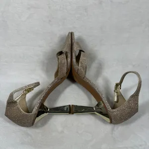 Franco Sarto Rania 2 Champagne Gold Glitter Square Toe‎ Heeled Sandals 8.5M thumbnail 11