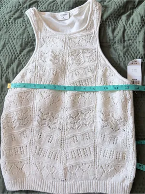 Abercrombie & Fitch White Crochet Knit High Neck Tank Top NWT Medium thumbnail 5