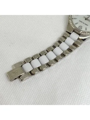 Anne Klein Women watch silver white tone rhinestones 33mm quartz 6” running thumbnail 4