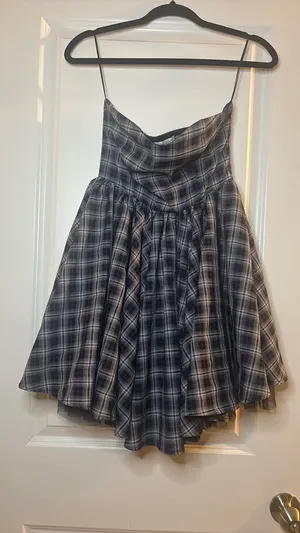 Francesca's Plaid strapless dress thumbnail 2