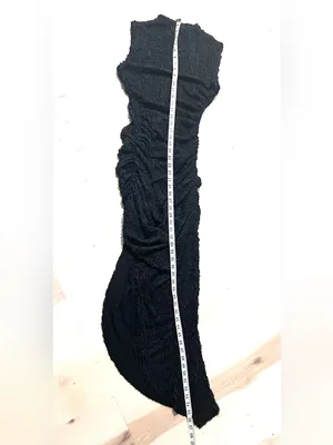 Babyboo NWT Women Large Black Crinkle Textured Open Back Thigh Split Midi Dress thumbnail 10