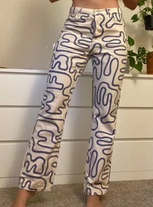 ZARA straight leg print jeans thumbnail 1