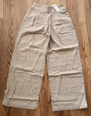Abercrombie & Fitch Beige Pull On Wide-Leg Linen Pants XSs thumbnail 4