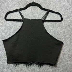 Vintage Y2K Charlotte Russe‎ Black Lace Halter Crop Top Sexy Party Sleeveless thumbnail 7