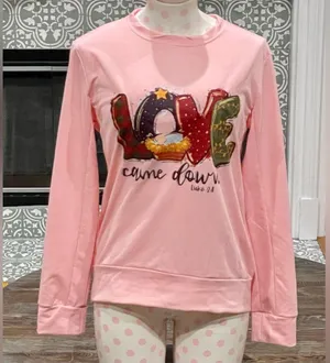 L/S Christmas T-Shirt-Baby Jesus/Manger ”Love Came Down”-Luke 2:11 -Medium-NWOT thumbnail 2
