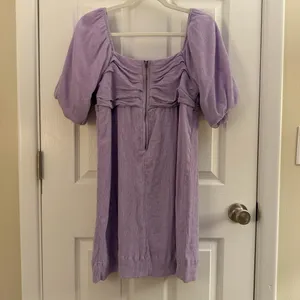Altar'd State Lilac Purple Puff Sleeve Babydoll Mini Dress Medium thumbnail 3