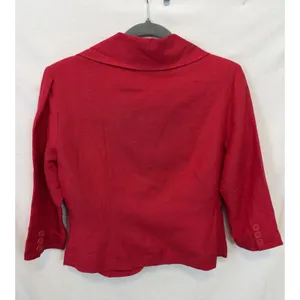 Red Cropped Linen Blazer Vintage JG Hook Jacket‎ Peter Pan Collar Retro NWT 8 thumbnail 2