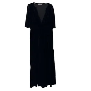 Baltic Born Size 3x Black Artemis Velvet Maxi Dress Tiered V Neck thumbnail 2