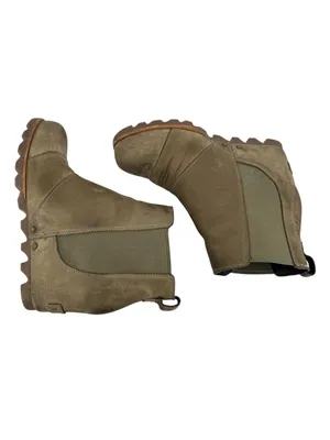 Sorel Lea Wedge Size 7 Olive Green Leather Distressed Ankle Boots Rugged Boho thumbnail 4