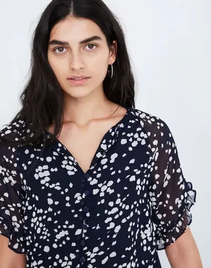Madewell Memento ruffle-sleeve top in drifting petals thumbnail 4