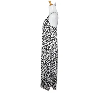 Pink Lily Spaghetti Strap Leopard Print Maxi V Neck Dress Size Small Side Split thumbnail 3