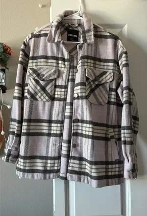 RSQ Purple Plaid Shirt Jacket thumbnail 1