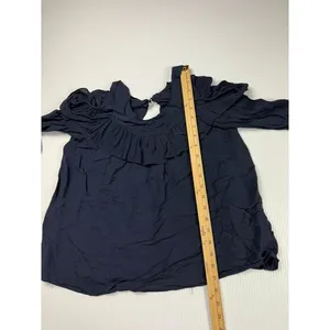 Maeve‎ Navy Cold Shoulder Ruffle Blouse Long Sleeve Romantic Top US 4 thumbnail 2