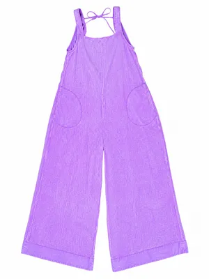 NWOT Zenana Lavender Double Gauze Wide Leg Overalls Jumpsuit Small thumbnail 4