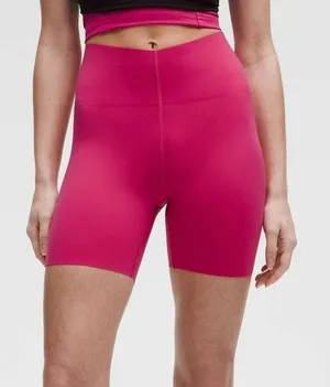 NWT Lululemon Glow Up High Rise Biker Shorts Compression Size 8 Pink Raspberry thumbnail 1