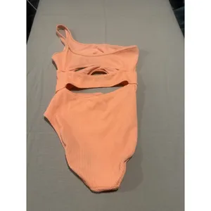 Aerie Ribbed Cut‎ Out Orange High Rise Cheeky Bathing Suit Women's Size L thumbnail 5