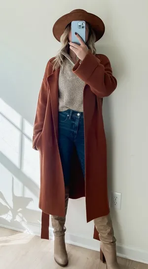 Knit coatigan with waist tie thumbnail 1