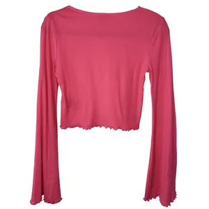 BDG Womens Hot Pink Crop Bell Sleeve Size M Barbiecore Y2K Retro Lettuce Hem NWT thumbnail 2